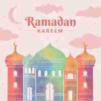 Vettore gratuito illustrazione dell'acquerello del ramadan kareem