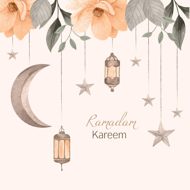 Free vector watercolor ramadan kareem illustration