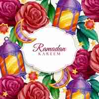 Free vector watercolor ramadan kareem illustration