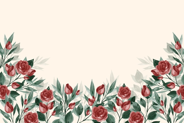 Watercolor red flowers background