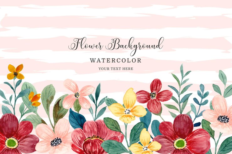 無料Vector 水彩の赤黄色の花の庭の背景