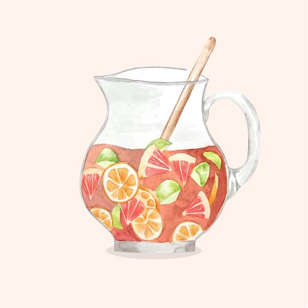 Watercolor refreshing sangria illustration