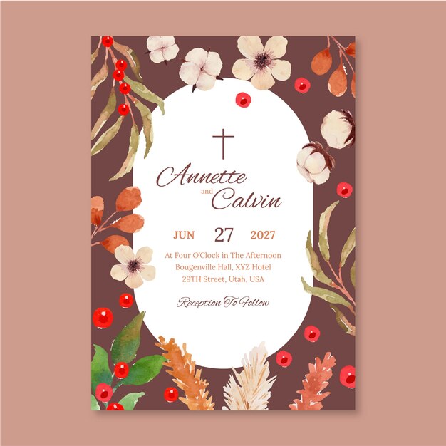 Watercolor religion wedding invitations