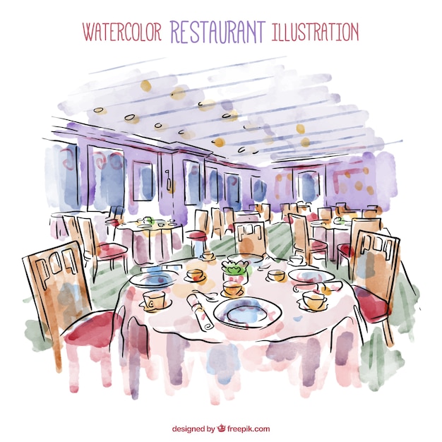 Watercolor restaurant illistration 