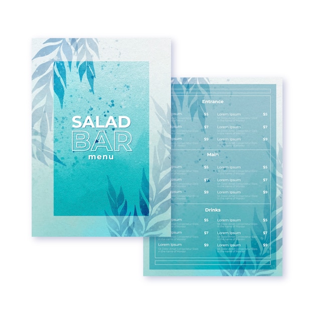 Free vector watercolor restaurant menu template theme