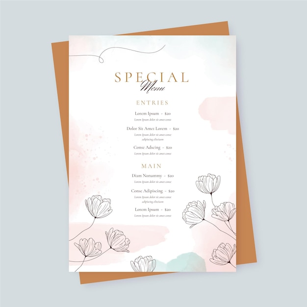 Free vector watercolor restaurant menu template