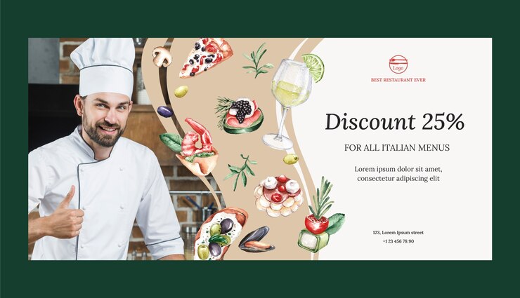 Free Vector watercolor restaurant template design