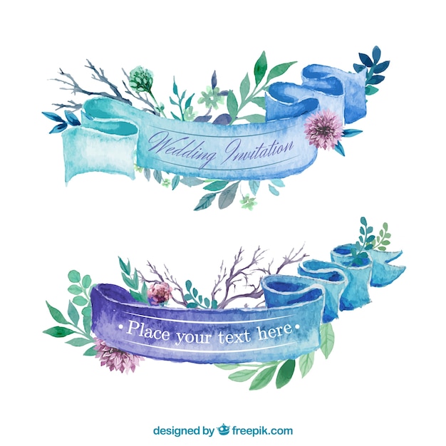 Watercolor ribbon for wedding invitation