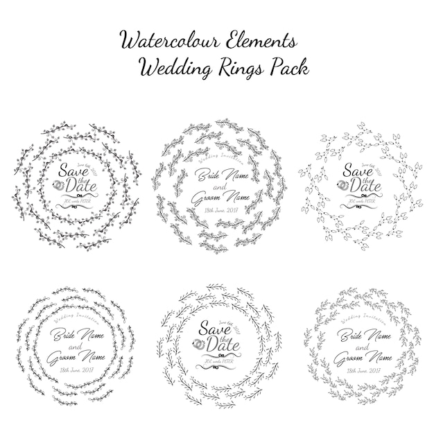 Free vector watercolor ring collection