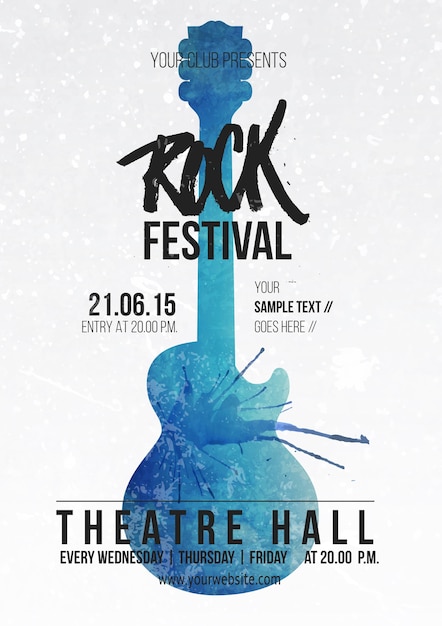 Free vector watercolor rock festival poster