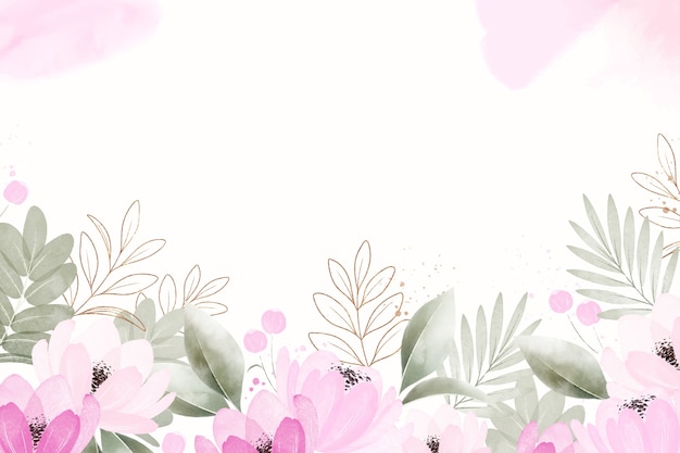 Watercolor romantic flowers background
