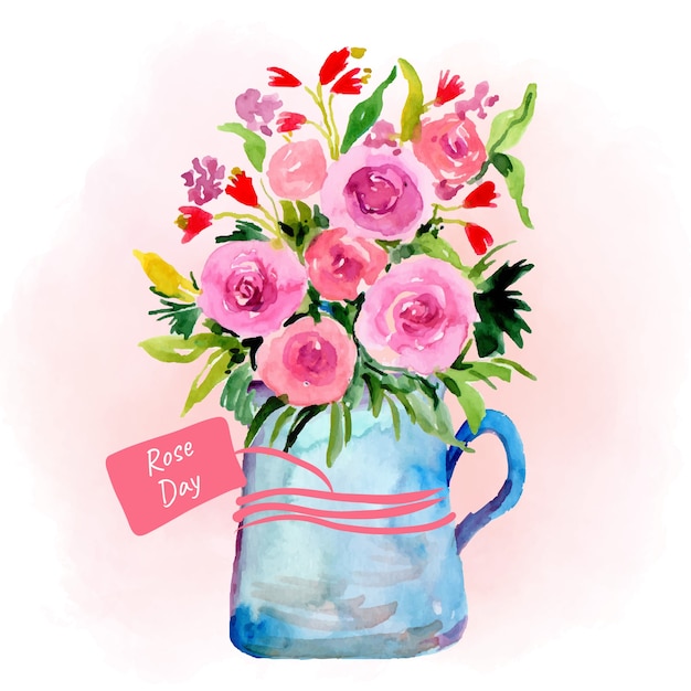 Free vector watercolor rose day illustration