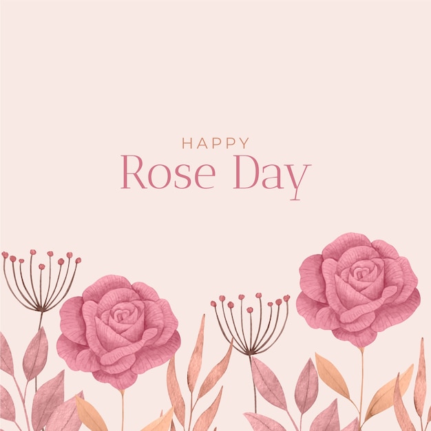Free vector watercolor rose day illustration
