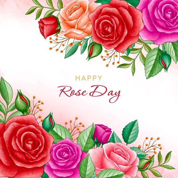 Акварельная иллюстрация дня розы