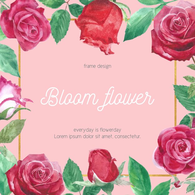 watercolor Rose flowers card