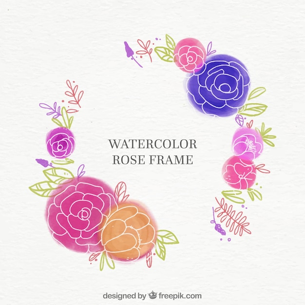 Watercolor rose frame