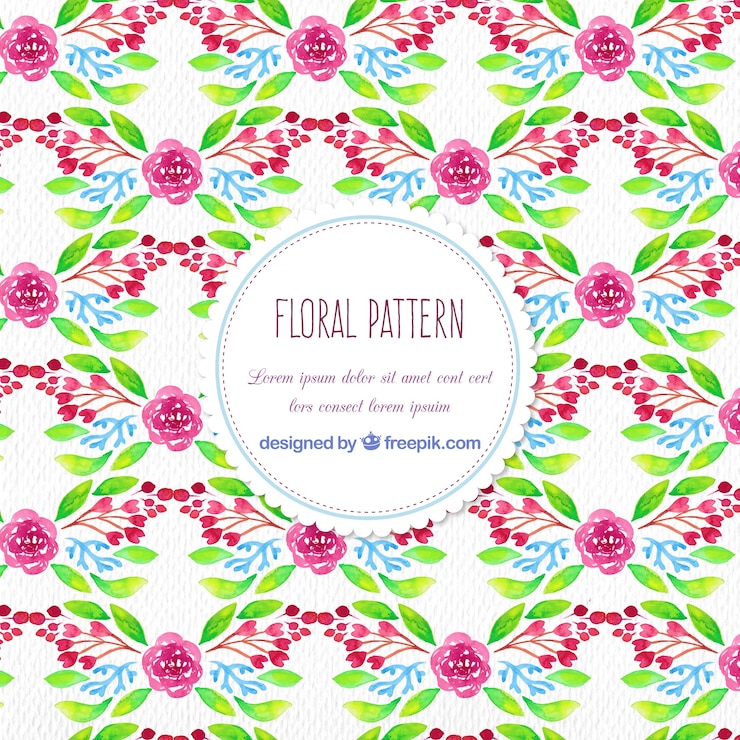 Free Vector watercolor rose pattern 