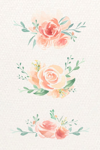 Watercolor rose set