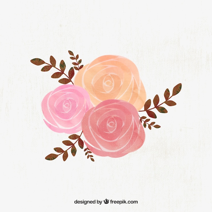 무료 Vector 수채화 장미 그림