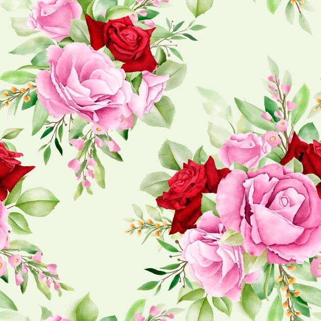 watercolor roses and peonies seamless pattern