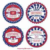 Free vector watercolor rounded independence day badges