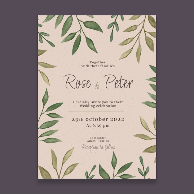 Watercolor rustic wedding invitations