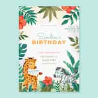 Free vector watercolor safari invitation design