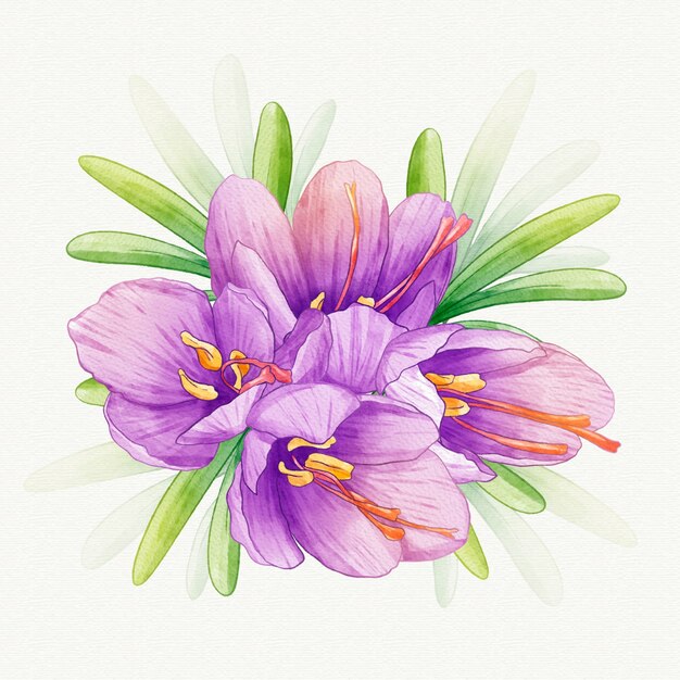 Watercolor saffron flower illustration