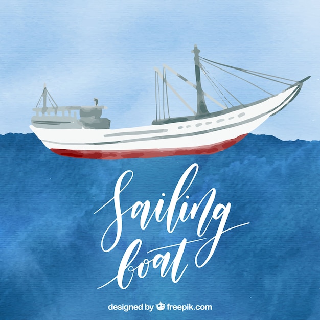 Free vector watercolor sailing boat