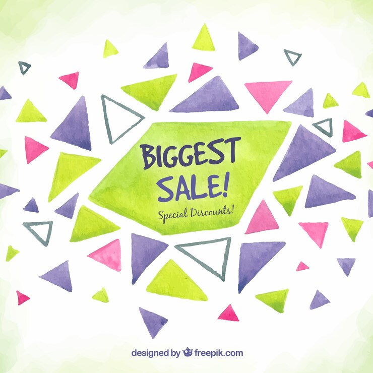 मुफ़्त वेक्टर watercolor sale background with triangular shapes