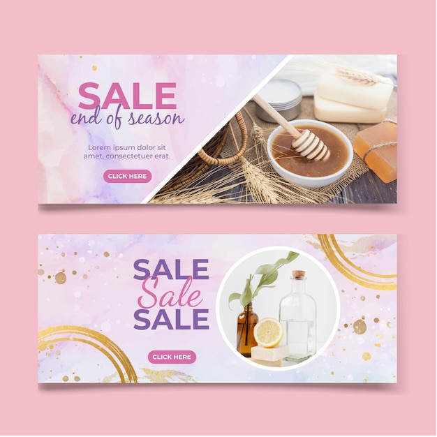 Watercolor sale banner set