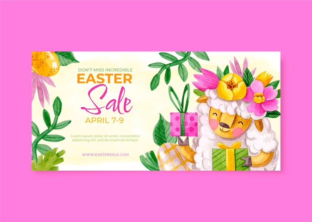 Watercolor sale banner template for easter celebration
