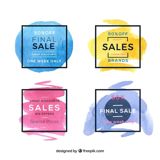 Free vector watercolor sale label collection