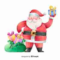 Free vector watercolor santa claus character collection