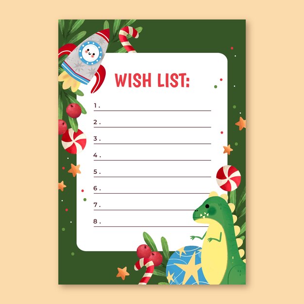 Free Vector | Watercolor santa letter template