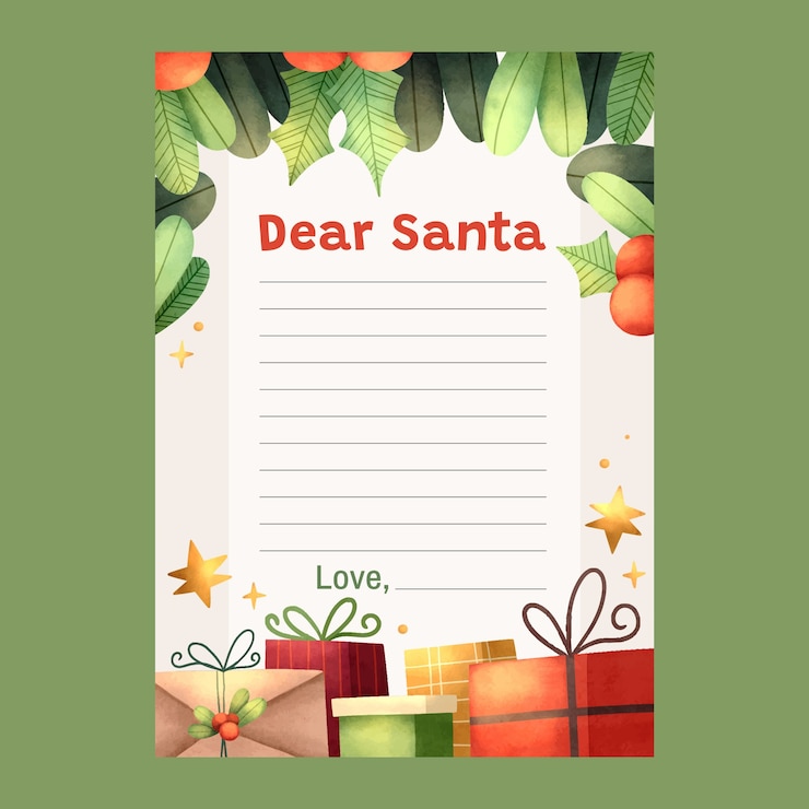 Free Vector watercolor santa letter template