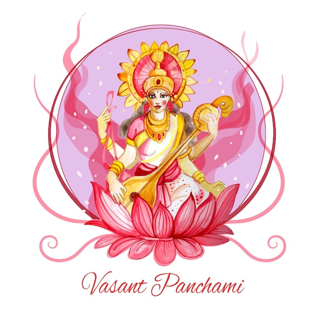 Free Vector watercolor saraswati concept