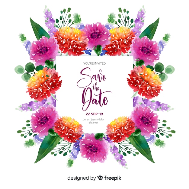Free vector watercolor save the date invitation template