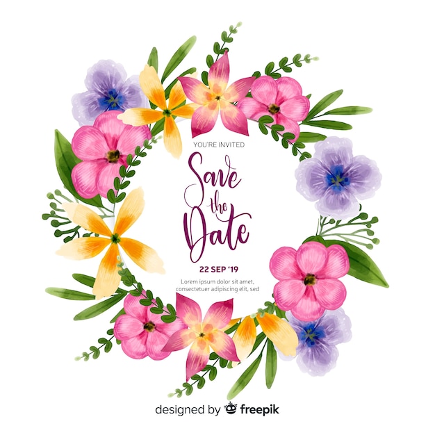 Watercolor save the date invitation template