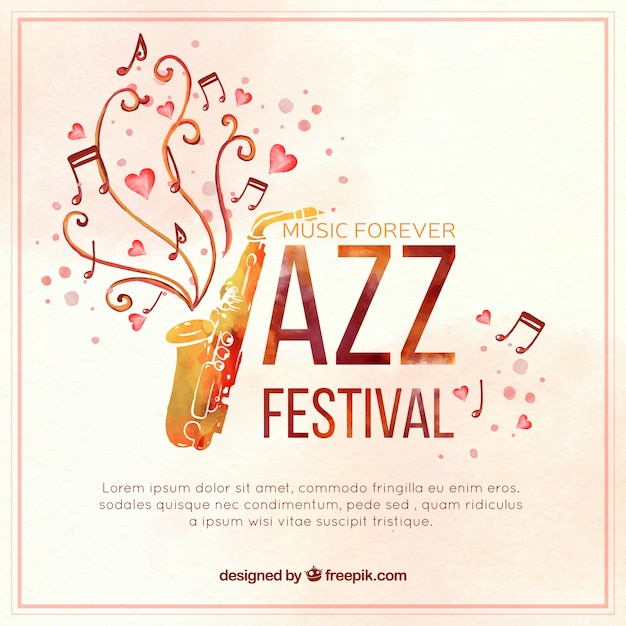 Watercolor saxophone jazz background