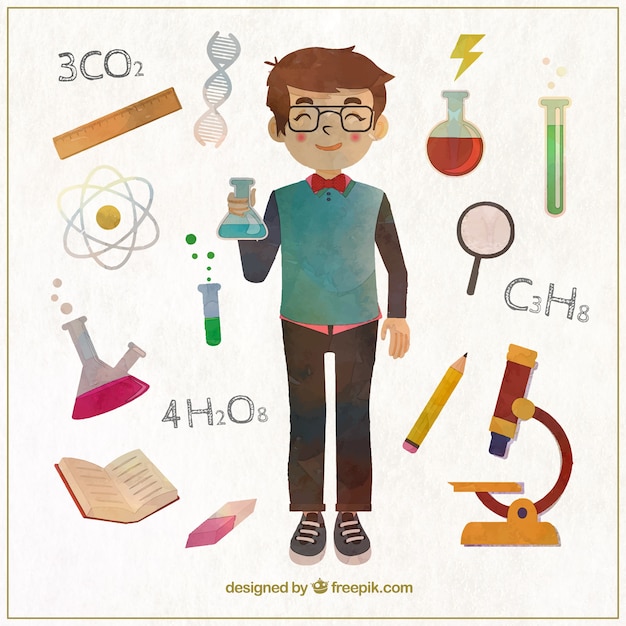 Watercolor science boy