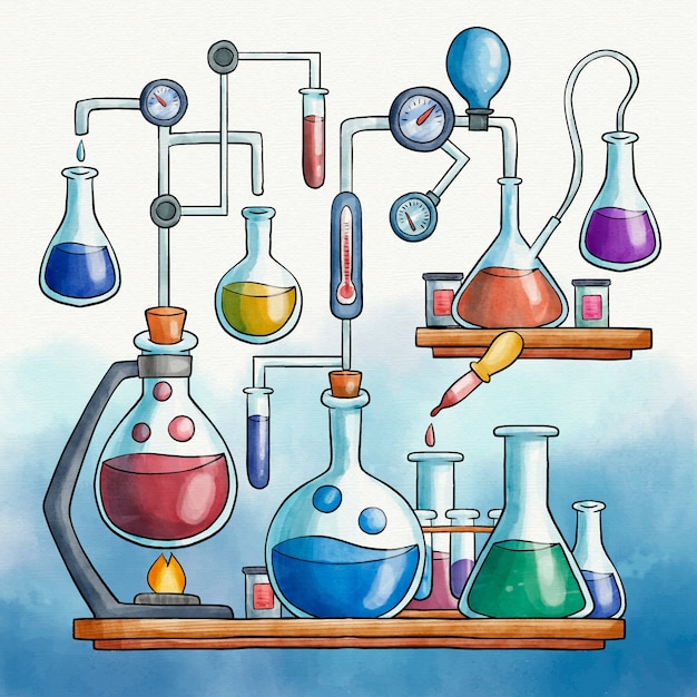 Free vector watercolor science lab