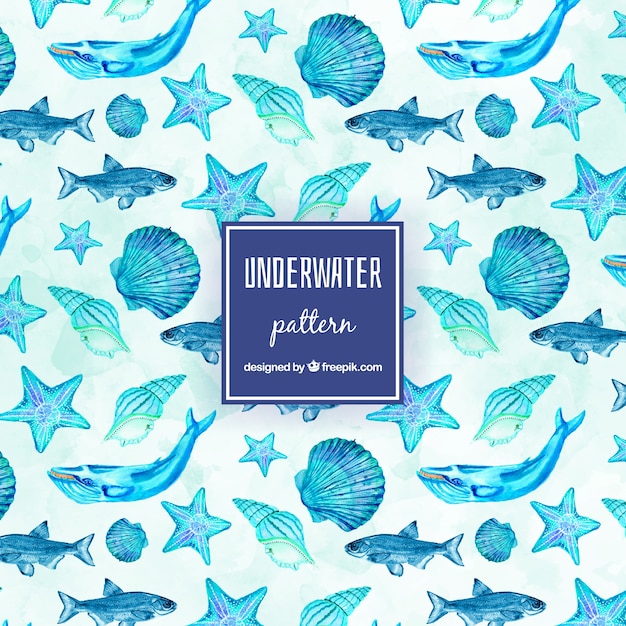 Free vector watercolor sea life pattern