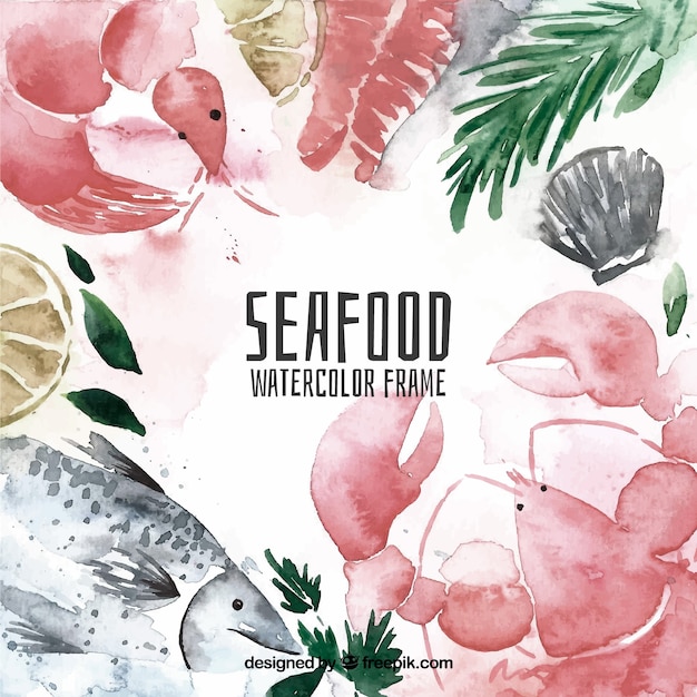 Watercolor seafood frame