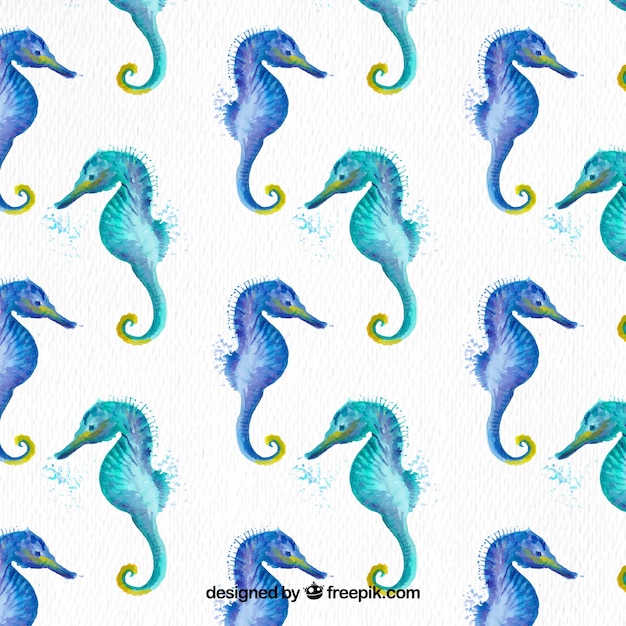 Watercolor seahorses background