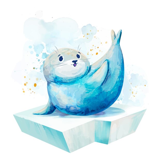 Watercolor seal illustration