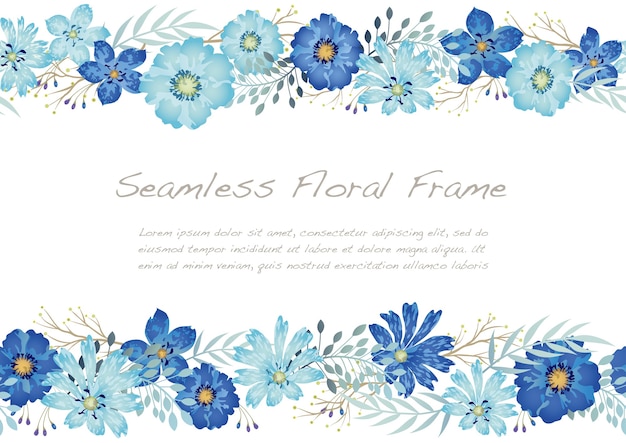 Free vector watercolor seamless floral frame isolated on a white