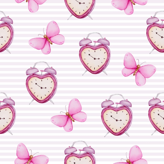 Watercolor Seamless Pattern of love concept,  isolated watercolor valentine concept element lovely romantic red-pink hearts for decoration, illustration.