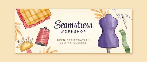 Free vector watercolor seamstress banner