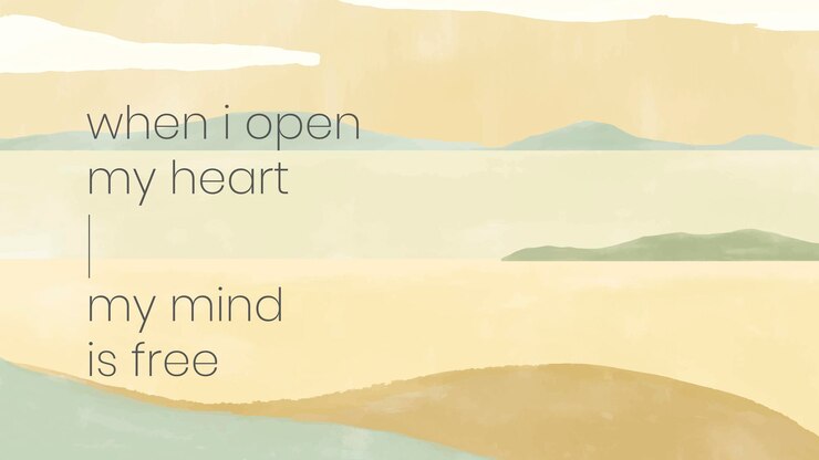 Free Vector watercolor seaside desktop wallpaper template vector "when i open my heart my mind is free"